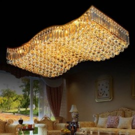 Lustre rectangulaire européen à montage encastré en cristal