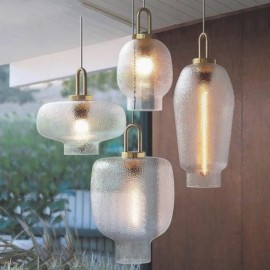 Lampe à suspension en verre dépoli, plafonnier moderne minimaliste en fer forgé