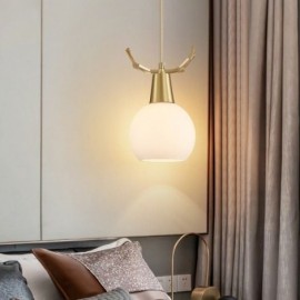 Lampe suspendue en cuivre simple et moderne, luminaire suspendu en bois