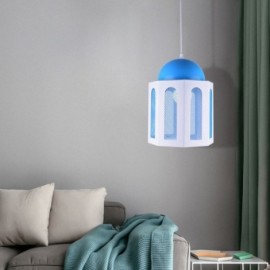 Lampe suspendue en forme de château, lumière moderne de couleur bleue et blanche