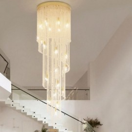 Lustre en cristal moderne Villa de luxe escalier plafonnier en cristal avec 19 lumières