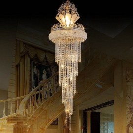 Lustre en cristal gracieux, moderne, Simple, Long pendentif, Villa, escalier duplex