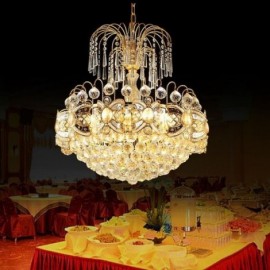 Lustre en cristal gracieux, suspension classique de couleur or