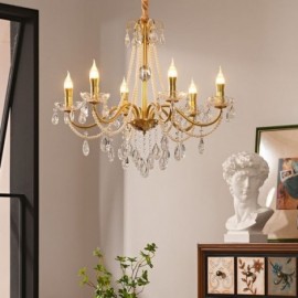 Lampe à suspension en cristal américain, plafonnier créatif en fer de Style campagnard