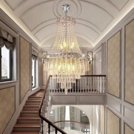 Lustre en cristal moderne, plafonnier contemporain élégant, luminaire d'escalier duplex