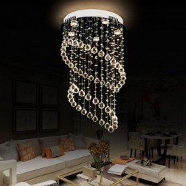 Lustre en cristal moderne, plafonnier rond en forme de goutte de pluie