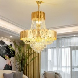 Suspension en cristal doré, plafonnier décoratif élégant, 80cm