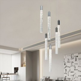 Suspension Chrome Cristal Colonne Cluster Plafonnier