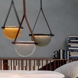 Lampe suspendue moderne et minimaliste, plafonnier en verre avec ceinture