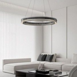 Lampe suspendue en verre 60/80CM, plafonnier circulaire à intensité variable en continu avec télécommande