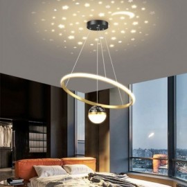 Lampe suspendue moderne simple en fer forgé et silicone, plafonnier à anneau unique