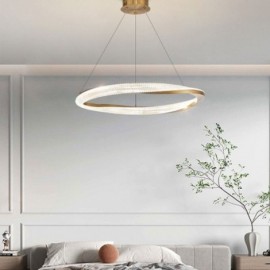 Lampe suspendue en fer forgé avec anneau acrylique, plafonnier à cercle unique