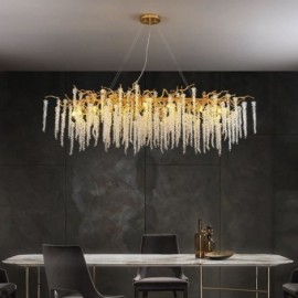 Suspension nordique branche dorée G9 lustre en verre