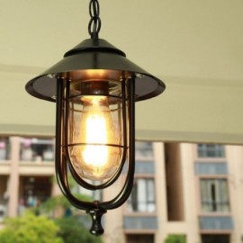 Lumière extérieure rétro américaine étanche en forme de cage à oiseaux, luminaire suspendu pour jardin et balcon