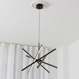 Lampe suspendue moderne à intensité variable, plafonnier à bande noire