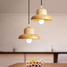 Lampe suspendue japonaise en bois avec chapeau