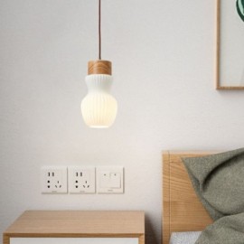 Lampe suspendue japonaise en bois avec bouilloire en verre