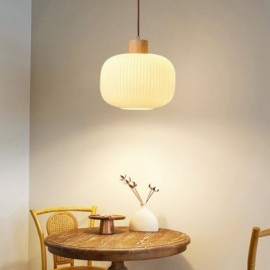 Lampe suspendue japonaise en bois, lanterne en verre