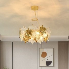 Lampe suspendue en forme de feuille d'érable, lustre en verre, décoration de maison européenne