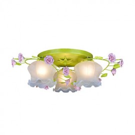 Lampe créative lampe chaud jardin Restaurant Rose trois lampes de plafond simples chambre