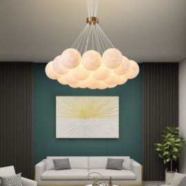 Lustre à bulles de lune, lampe à suspension moderne avec boules imprimées en 3D