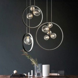 Lampe suspendue nordique avec bulles de verre, lustre circulaire moderne pour salon et Bar