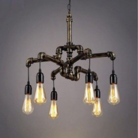 Lustre suspendu à 6 lumières rétro industriel Vintage pour conduite d'eau, Style rustique et campagnard