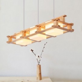 Lampe à suspension créative à 3 lumières en chêne, plafonnier décoratif en bois pour café