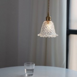 Lampe suspendue moderne en verre à fleurs, luminaire décoratif à 1 lumière