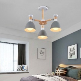 Lampe suspendue nordique Macaron, lustre en bois créatif pour étude