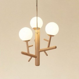 Lampe à suspension en bois créative nordique