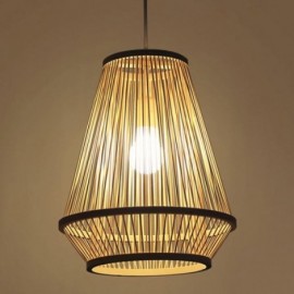 Lampe à suspension de chevet tissée en bambou