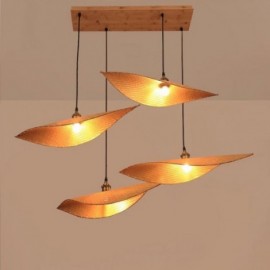 Lampe suspendue créative en forme de feuille, luminaire contemporain en bambou, éclairage de salon de thé