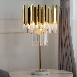 Lampe de table de chevet moderne en cristal avec base en marbre