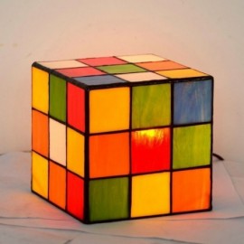 Lampe de table créative Rubik's Cube Lampe de bureau en verre