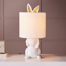 Lampe de table lapin masqué blanc, lampe de bureau de lecture pour étude