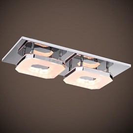 Plafonnier LED en acrylique 16 W, 2 lumières, acier inoxydable moderne par galvanoplastie acrylique