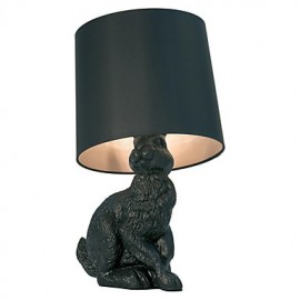 Lampe de table en forme de lapin de dessin animé, corps sculpté en résine, abat-jour en tissu