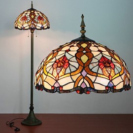 Lampadaire, 2 lumières, procédé de peinture sur verre en résine caractéristique