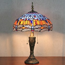 Lampe de table de décoration de papillons, 2 lumières, peinture sur verre en résine