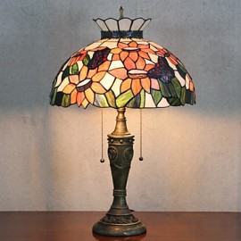 Lampe de table design Crown, 2 lumières, peinture sur verre en résine