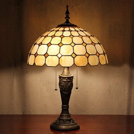 Lampe de table à carreaux, 2 lumières, peinture sur verre en résine