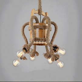 Lustre en fût de bois, lampe de bar créative