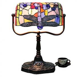 Lampes de table en verre avec motif de libellule violette