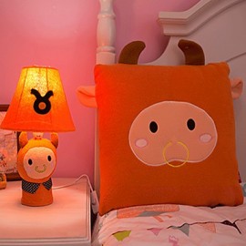 Lampe de table de dessin animé de chevet Taurus, tissu orange mignon