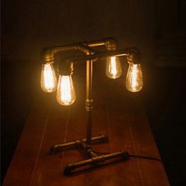 Lampe de bureau à tuyau de Style industriel américain, Source de lumière Edison pour étude et travail-FJ-DT2X1-030A0