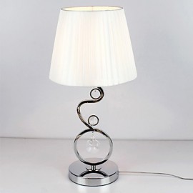 Lampe de table contemporaine avec abat-jour en tissu élégant, décor en cristal, style plissé blanc, 220-240V