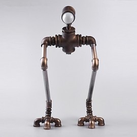 Nouveau Robot lumière moderne longues jambes frère fait à la main industriel Vintage tuyau d'eau tuyau de plomberie Robot bureau Lamp-B007