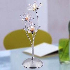 Lampe de table à fleurs en cristal à trois branches