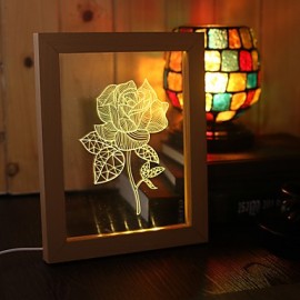 22*19*7.5CM 3 D cadre bois veilleuse cadeau créatif stéréo Led cadre lumière cadeau de noël lampe de Table lumière Led